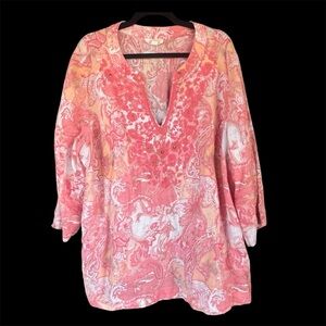 Women's Pink/ White Paisley Bohemian Tunic